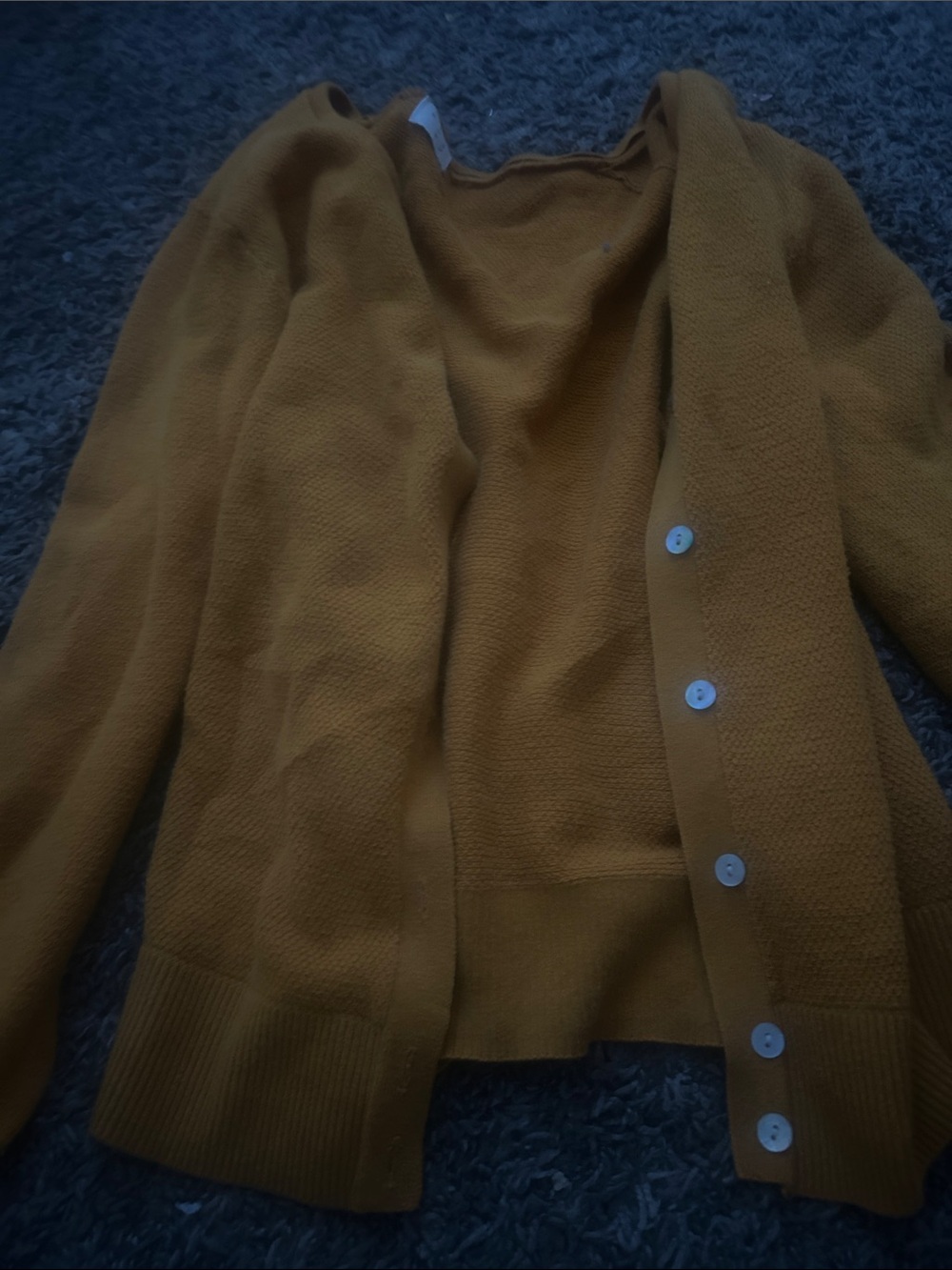 a new day Mustard Open-Front Button Cardigan